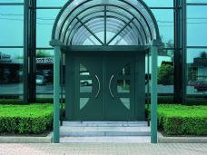 PORTE D'ENTREE ALUMINIUM SUR-MESURE ET AUVENT POLYCARBONATE